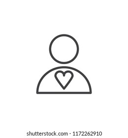 Human Heart outline icon. linear style sign for mobile concept and web design. Donor person simple line vector icon. Symbol, logo illustration. Pixel perfect vector graphics