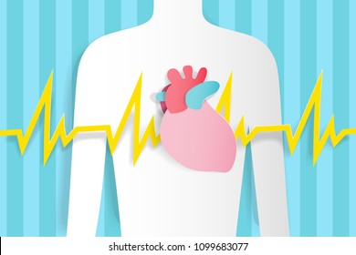 human with heart pain on the blue background