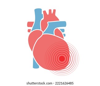 Human heart pain symbol. Heart ache icon. Vector illustration. Human body ache pain dot