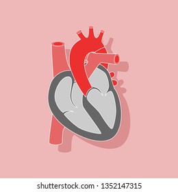 human heart paper sticker on stylish background