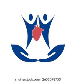 Human heart and people logo Vector illustration