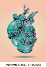 Human heart, polygonal design, vector illustration