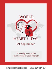 Corazón humano con línea roja del pulso del cardio. Día Mundial de la Hipertensión. Concepto de concienciación de la salud para el Anuncio, el cartel, la tarjeta y los diseños de fondo. Día Mundial de la Salud. Vector del corazón. estetoscopio Vector.