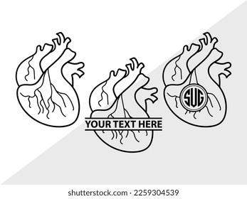 Silueta de ilustración de vectores de monograma SVG para el corazón humano