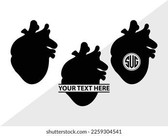 Human Heart SVG Monogram Vector Illustration Silhouette
