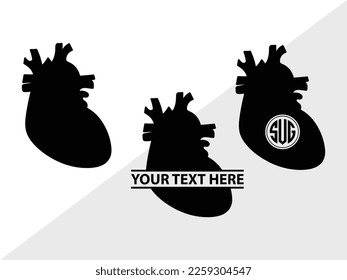 Human Heart SVG Monogram Vector Illustration Silhouette