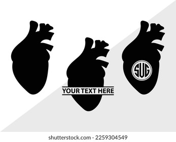 Human Heart SVG Monogram Vector Illustration Silhouette