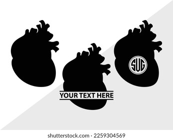 Human Heart SVG Monogram Vector Illustration Silhouette