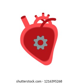 Human heart with tool. Concept of making work. Vector, illustration.