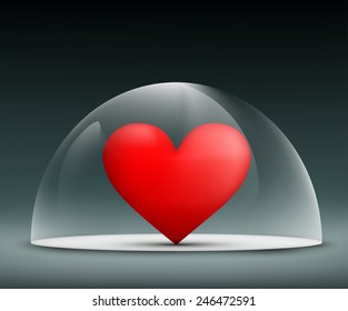 human heart under a glass dome