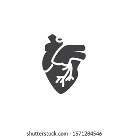 Human heart vector icon. filled flat sign for mobile concept and web design. Heart with aorta and veins glyph icon. Symbol, logo illustration. Vector graphics