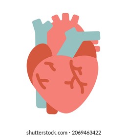 Human heart vector illustration in cartoon style. Flat design for mobile app and web sites. 