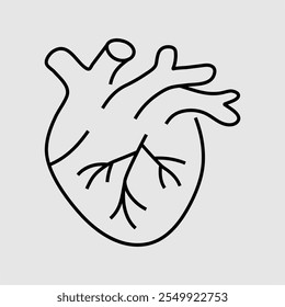 Human Heart Vector Line Icon - Simple Thin Line Icon, Premium Quality Design Element