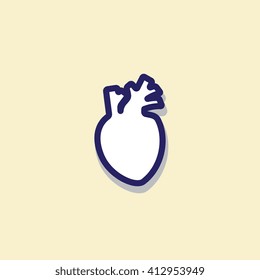 human heart vector logo or icon silhouette isolated flat sign simple emblem medical