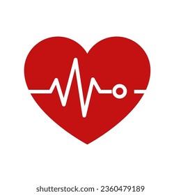 Vector de corazón humano. Corazón con cardiograma normal de línea de latido cardíaco. Icono vectorial plano multicolor que representa el concepto de artículos medicinales aislados en fondo blanco