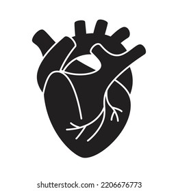 Human Heart Vector Silhouette White Background Stock Vector (Royalty ...