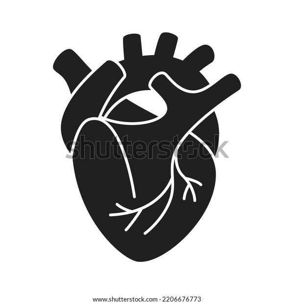 Human Heart Vector Silhouette White Background Stock Vector (Royalty ...