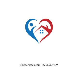 Human Hearth Home Care Logo Design Icon Creative Vector Illustration.