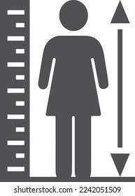 Human height icon, height measurement icon black vector