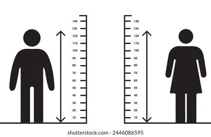 Human height icon set, height measurement icon set black vector. Height logo concept.