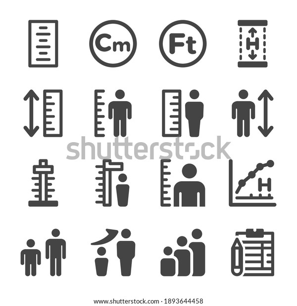 human height icon
set,vector and
illustration