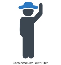 Human Hello vector icon. Style is bicolor flat symbol, smooth blue colors, rounded angles, white background.