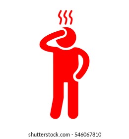 Human High Temperature Icon. Red Color. Vector Illustration