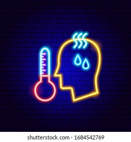 Human High Temperature Neon Sign. Vector Illustration of Medical Promotion.
