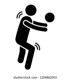Human hitting a ball with hands volleyball icon