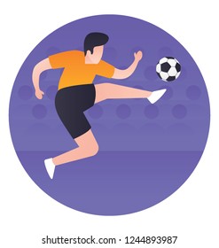 Human hitting football flat icon design