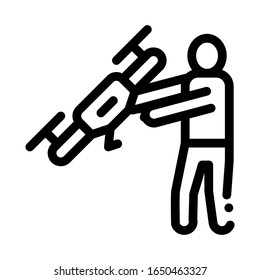 Vector de icono de retención humana. Contorno Signo de dron de retención humana. Ilustración de símbolo de contorno aislado