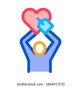 Human Hold Heart Icon Vector. Outline Human Hold Heart Sign. Isolated Contour Symbol Illustration