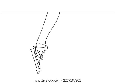 human holding arm weapon threat danger one single line concept