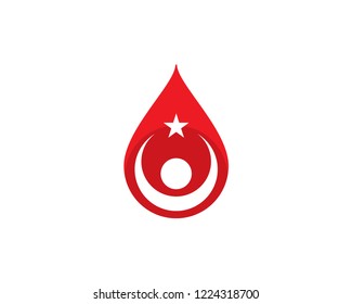 human holding star inside red liquid blood droplet
