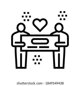 human holding voucher or prize check line icon vector. human holding voucher or prize check sign. isolated contour symbol black illustration