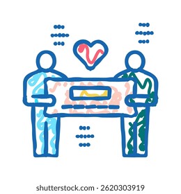 human holding voucher or prize check doodle icon sketch vector. human holding voucher or prize check sign. isolated symbol illustration