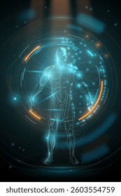 Human hologram with interface and light effects