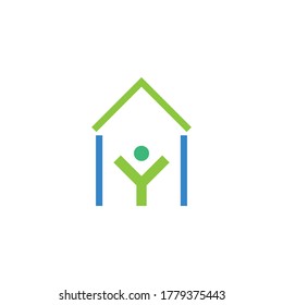 human in home vector icon logo design