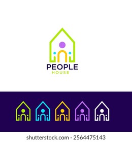 human house logo. team work connection people logo. real estate consulting vector template