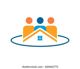 human and house logo vector illustration template