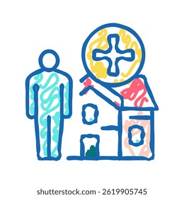 human and house for rent doodle icon sketch vector. human and house for rent sign. isolated symbol illustration