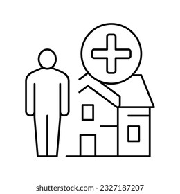 human and house for rent line icon vector. human and house for rent sign. isolated contour symbol black illustration