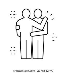 human hugs line icon vector. human hugs sign. isolated contour symbol black illustration