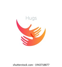 Human Hugs Support And Love Symbol Pregnancy Clinic Logo Donations Logotype Template Crowdfunding Sign Applause Icon Or Alms Flat Vector Illustration