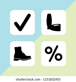 human icon. 4 human set with arm, right, combat boots and discount vector icons for web and mobile app
