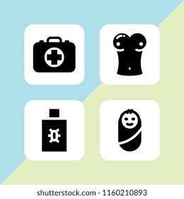 human icon. 4 human set with newborn, healthcare and medical, biology and doctor vector icons for web and mobile app
