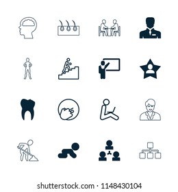 Human Icon. Collection Of 16 Human Filled And Outline Icons Such As Crawling Baby, Businessman, Structure, Facepalm Emot. Editable Human Icons For Web And Mobile.