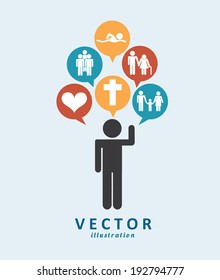 Human icon design over blue background,vector illustration