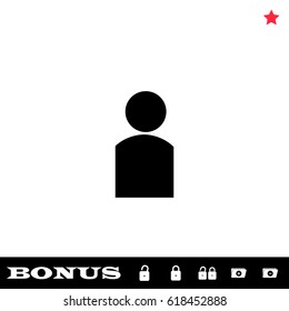 Human icon flat. Black pictogram on white background. Vector illustration symbol and bonus button open and closed lock, folder, star