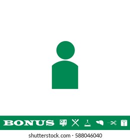 Human icon flat. Green pictogram on white background. Vector illustration symbol and bonus button